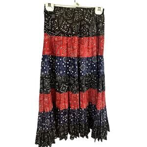 Vintage Carefree Fashions Maxi Skirt Small Made in USA AZ Red white blue